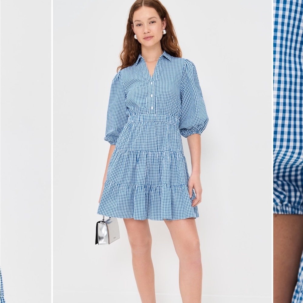 Playa Lucila Collared Blue Gingham Women's Dress Size Large